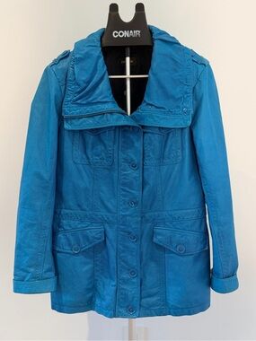 Danier Genuine Leather Turquoise Blue Utility Jacket Size Large